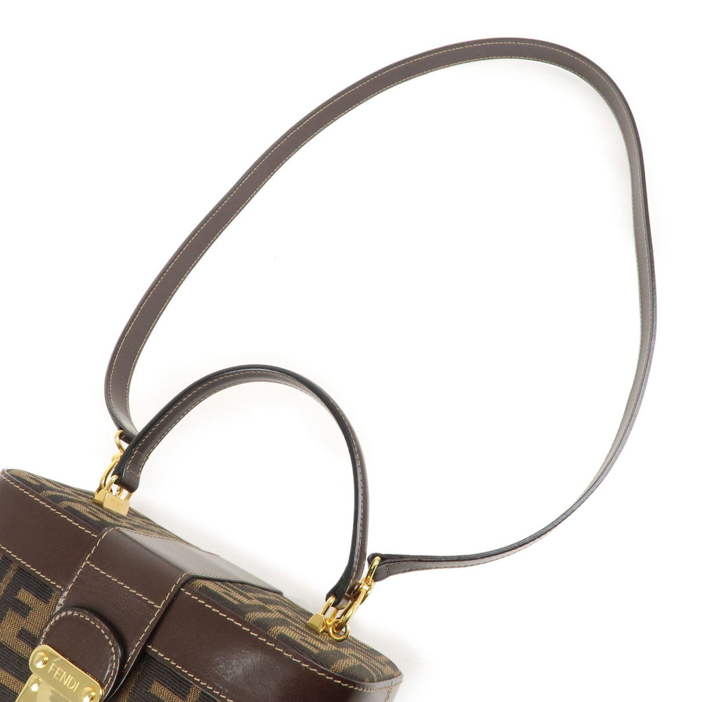 FENDI Zucca Canvas Leather Vanity Bag 2way Hand Bag 0914931