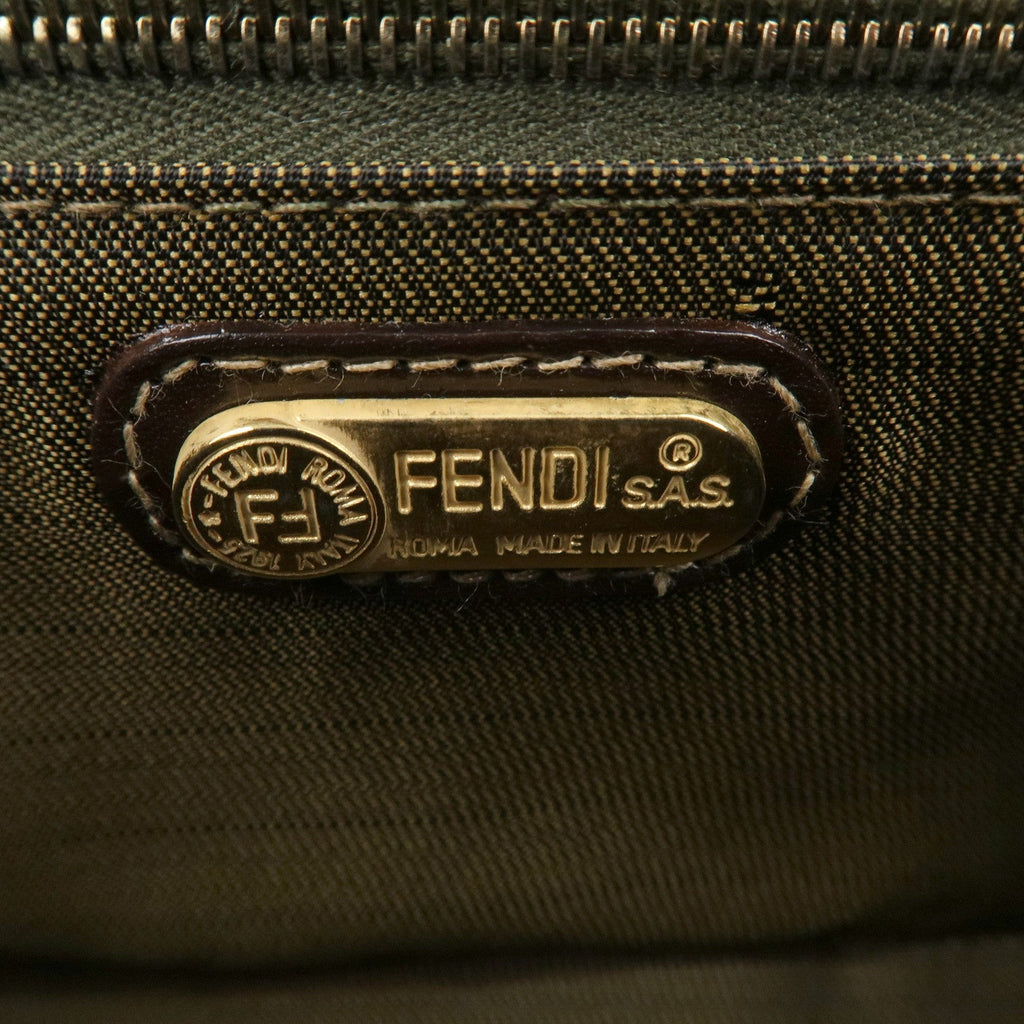 FENDI Zucca Canvas Leather Vanity Bag 2way Hand Bag 0914931