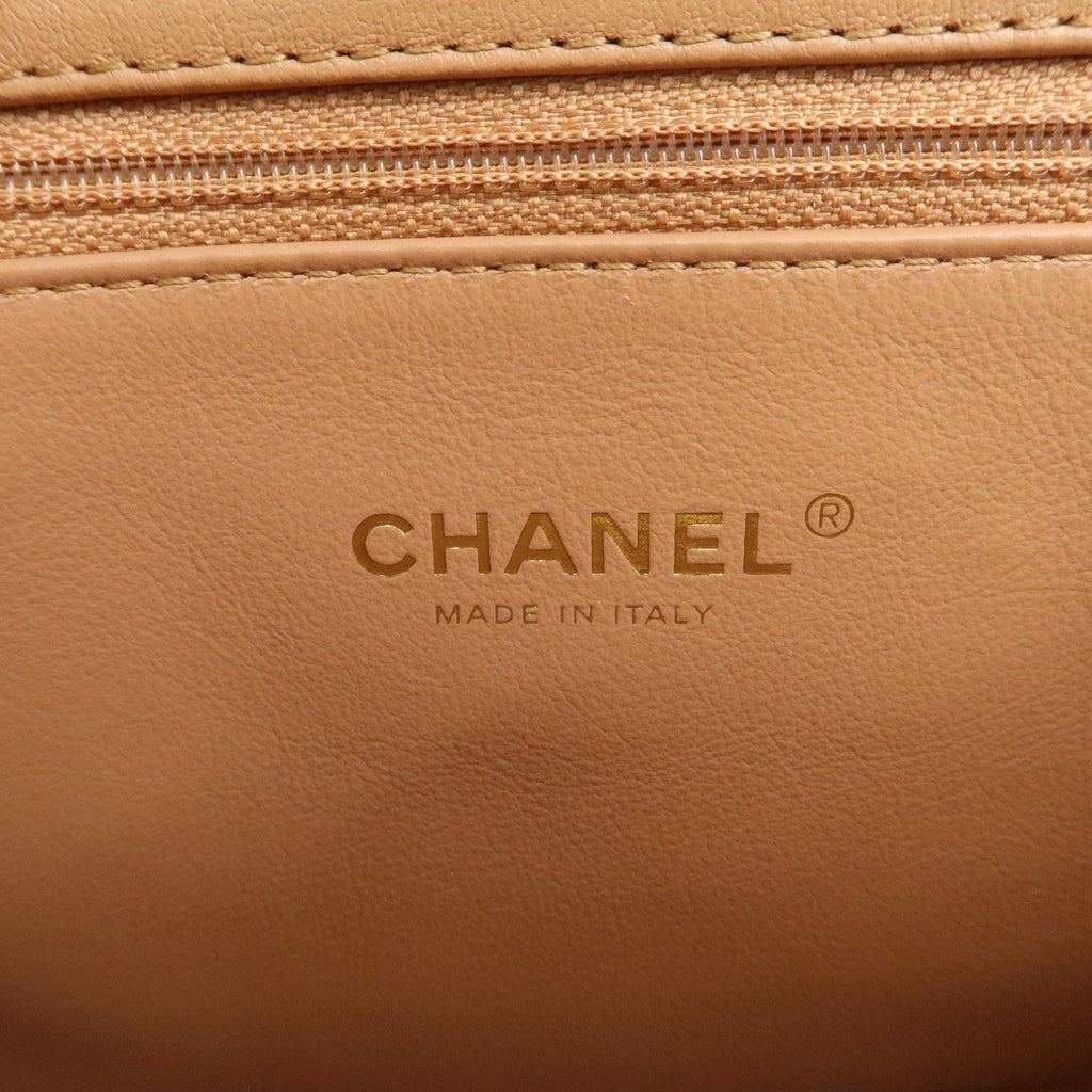 CHANEL Matelasse Lamb Skin Chain Shoulder Bag Beige Gold HDW