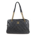 CHANEL Matelasse Lamb Skin Chain Shoulder Bag Black Bags District Gold