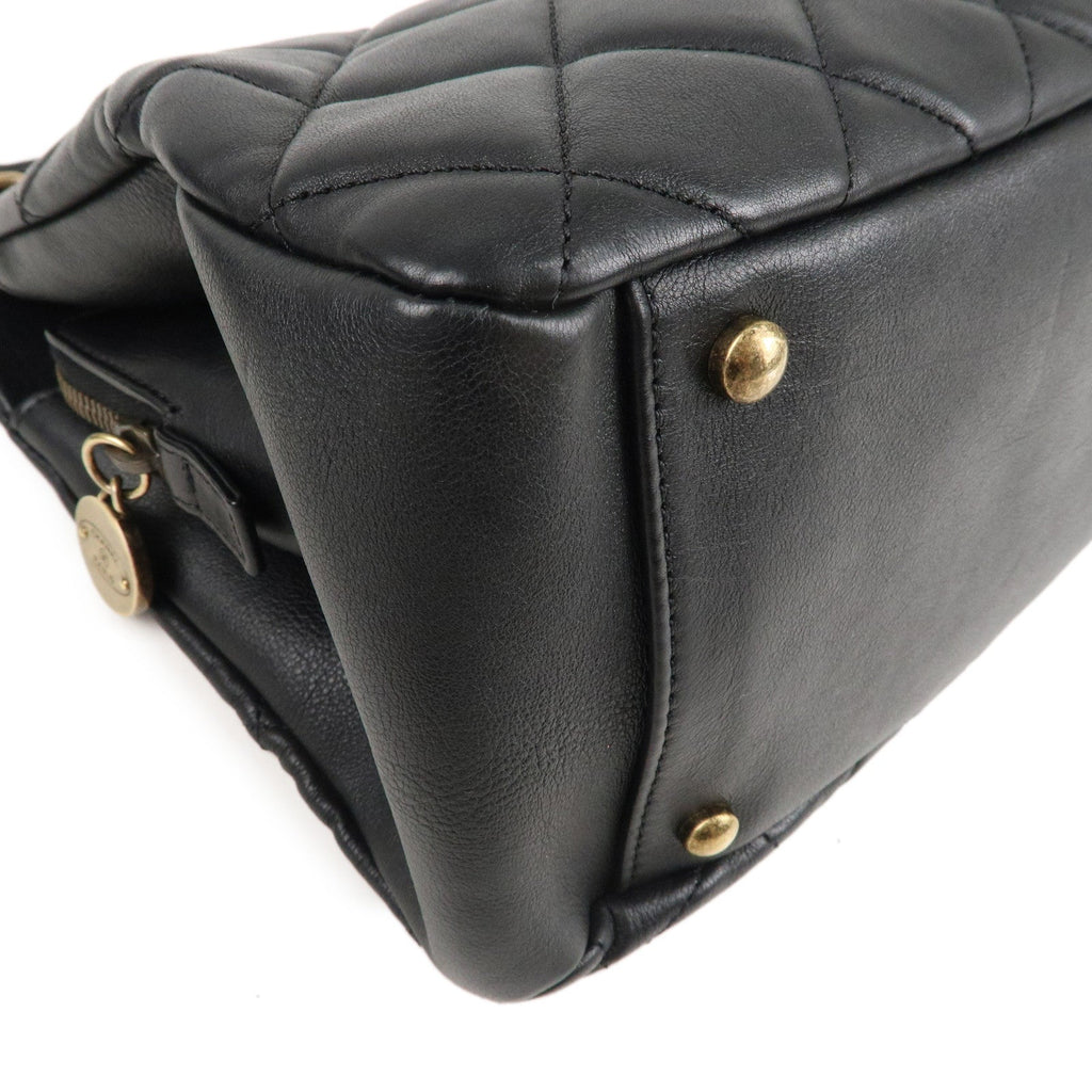 CHANEL Matelasse Lamb Skin Chain Shoulder Bag Black Vintage Gold