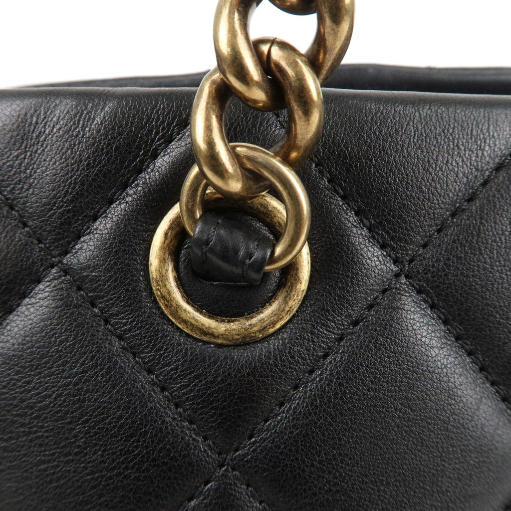 CHANEL Matelasse Lamb Skin Chain Shoulder Bag Black Bags District Gold