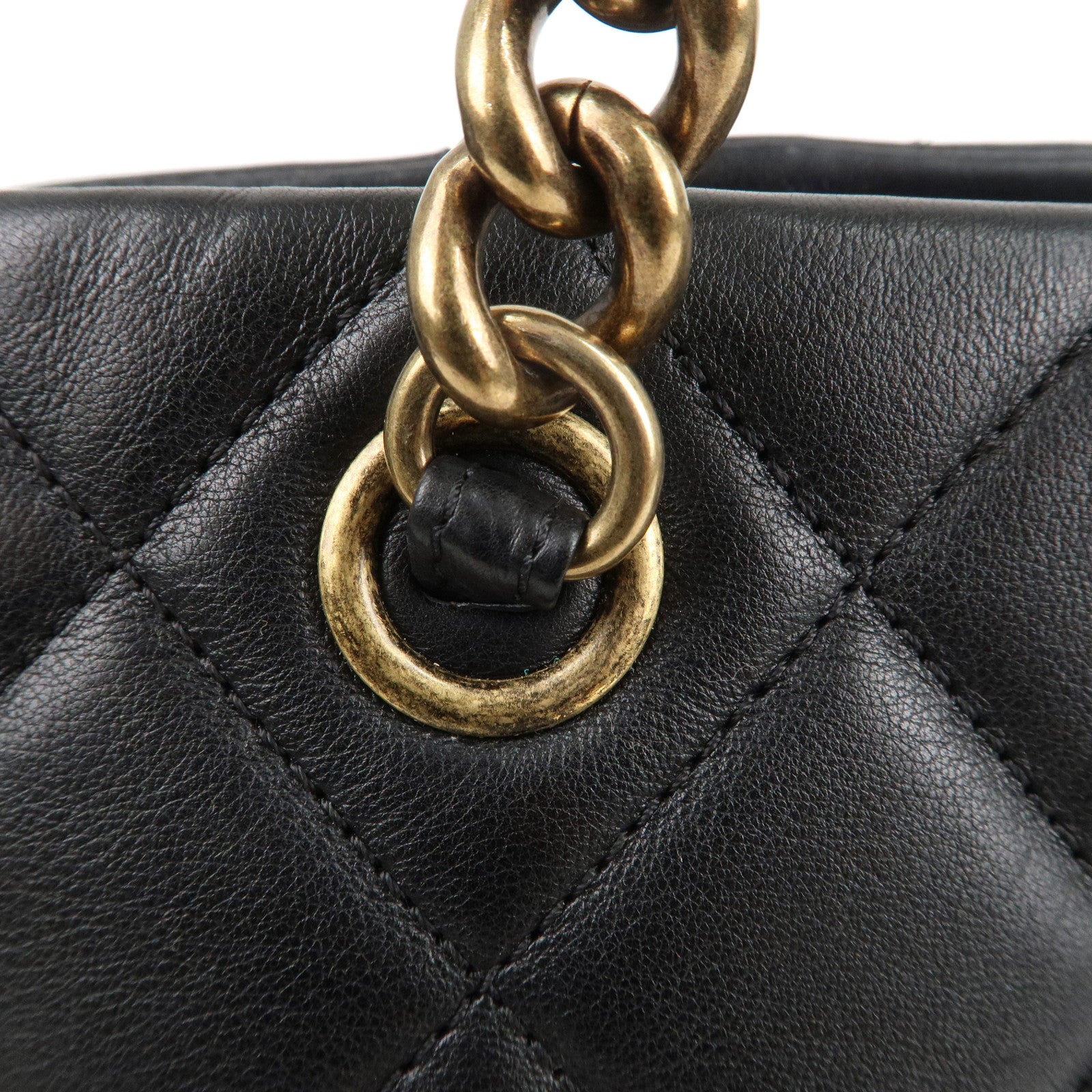 CHANEL Matelasse Lamb Skin Chain Shoulder Bag Black Bags District Gold