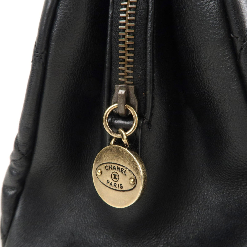 CHANEL Matelasse Lamb Skin Chain Shoulder Bag Black Bags District Gold
