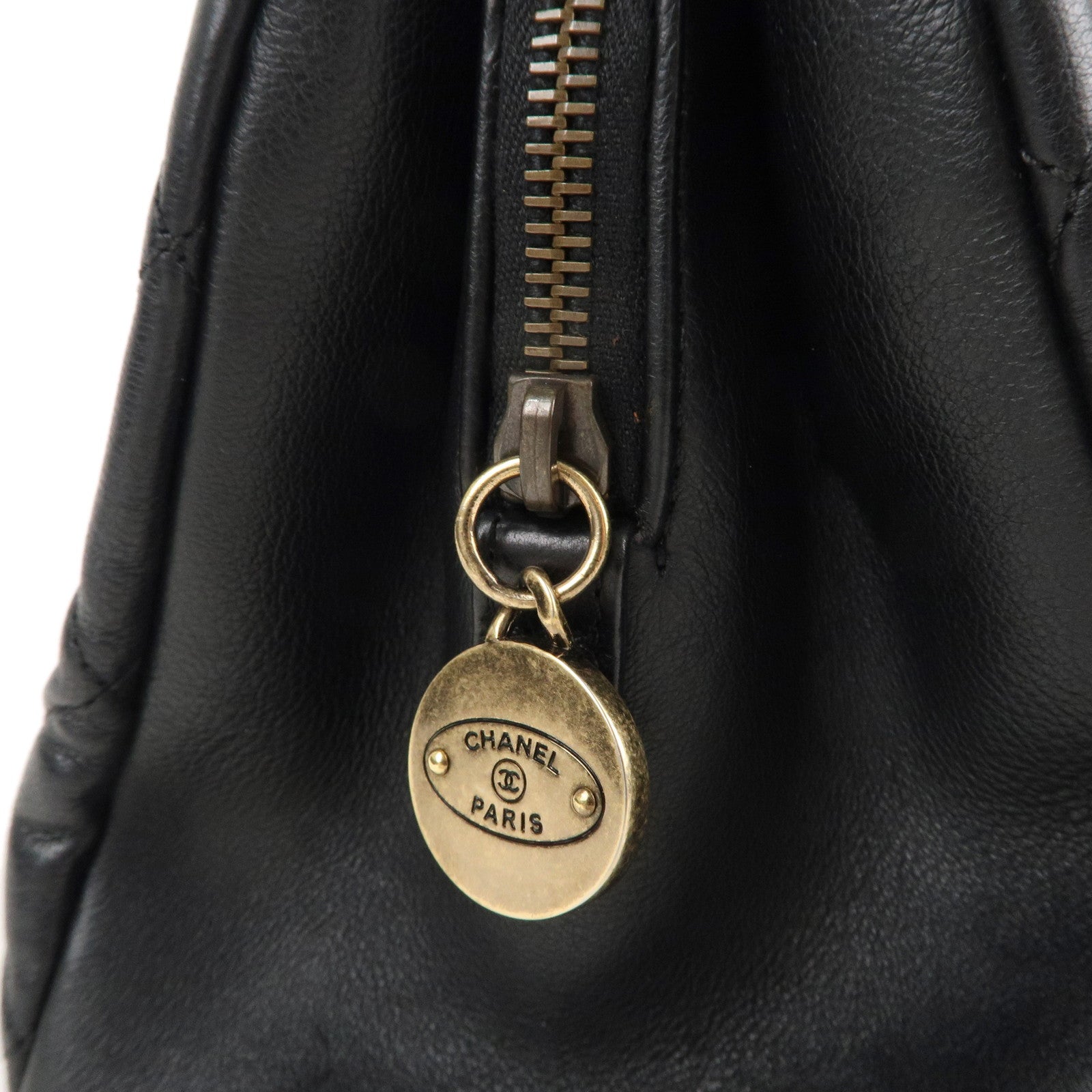 CHANEL Matelasse Lamb Skin Chain Shoulder Bag Black Bags District Gold