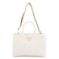 Prada Canapa Straw Canvas 2Way Bag Shoulder Bag White 1BG155