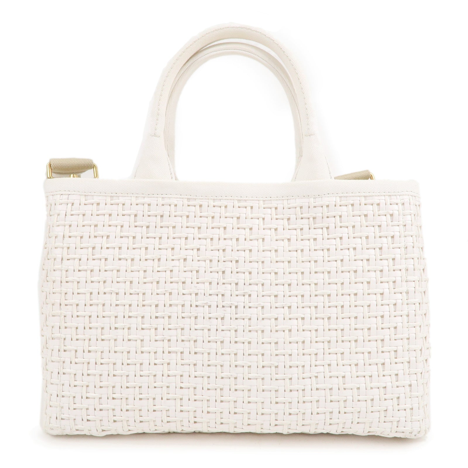 Prada Canapa Straw Canvas 2Way Bag Shoulder Bag White 1BG155
