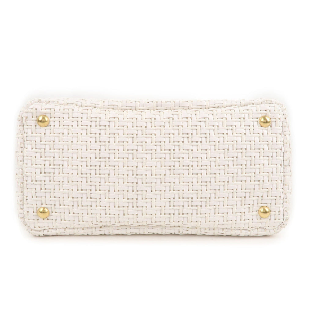 Prada Canapa Straw Canvas 2Way Bag Shoulder Bag White 1BG155