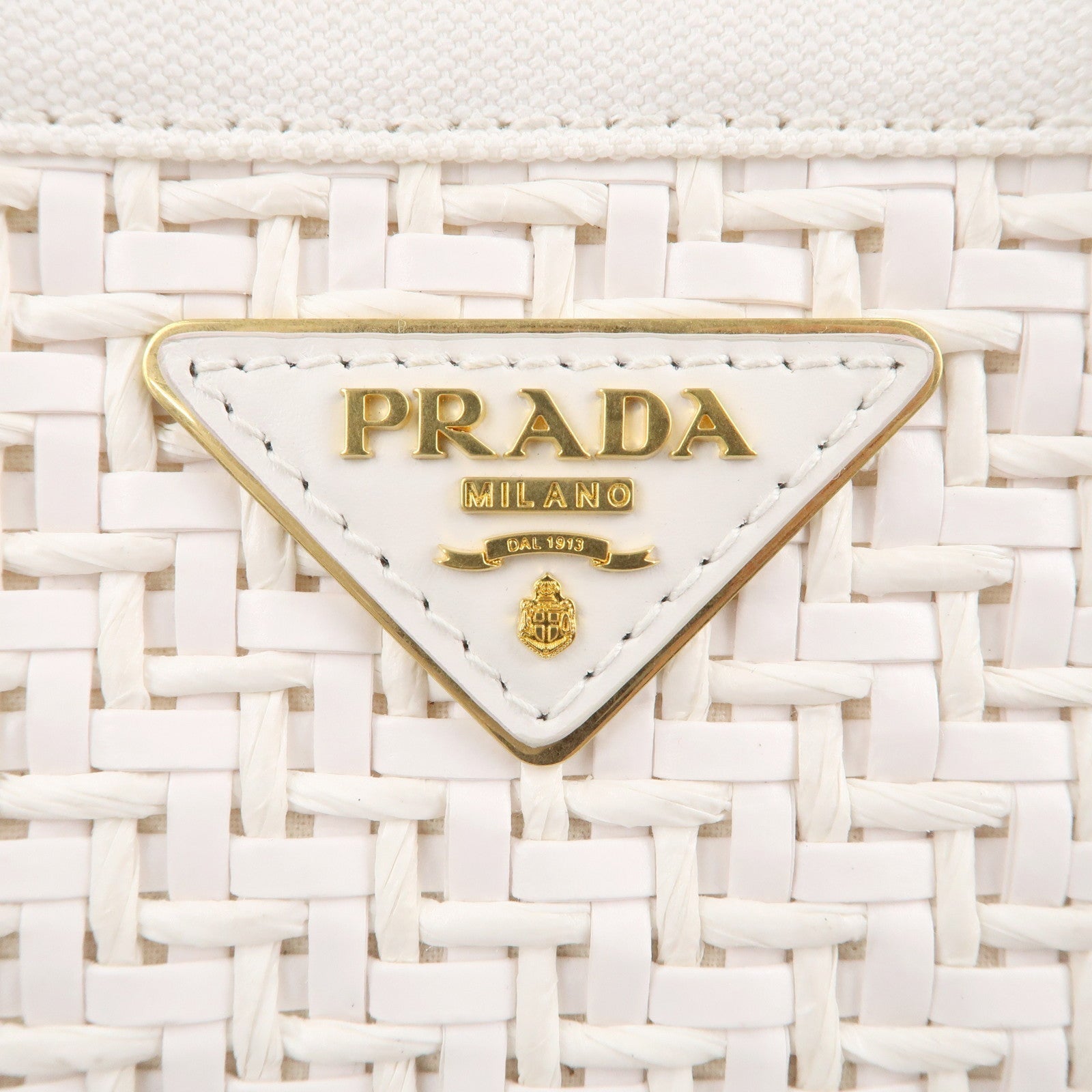Prada Canapa Straw Canvas 2Way Bag Shoulder Bag White 1BG155
