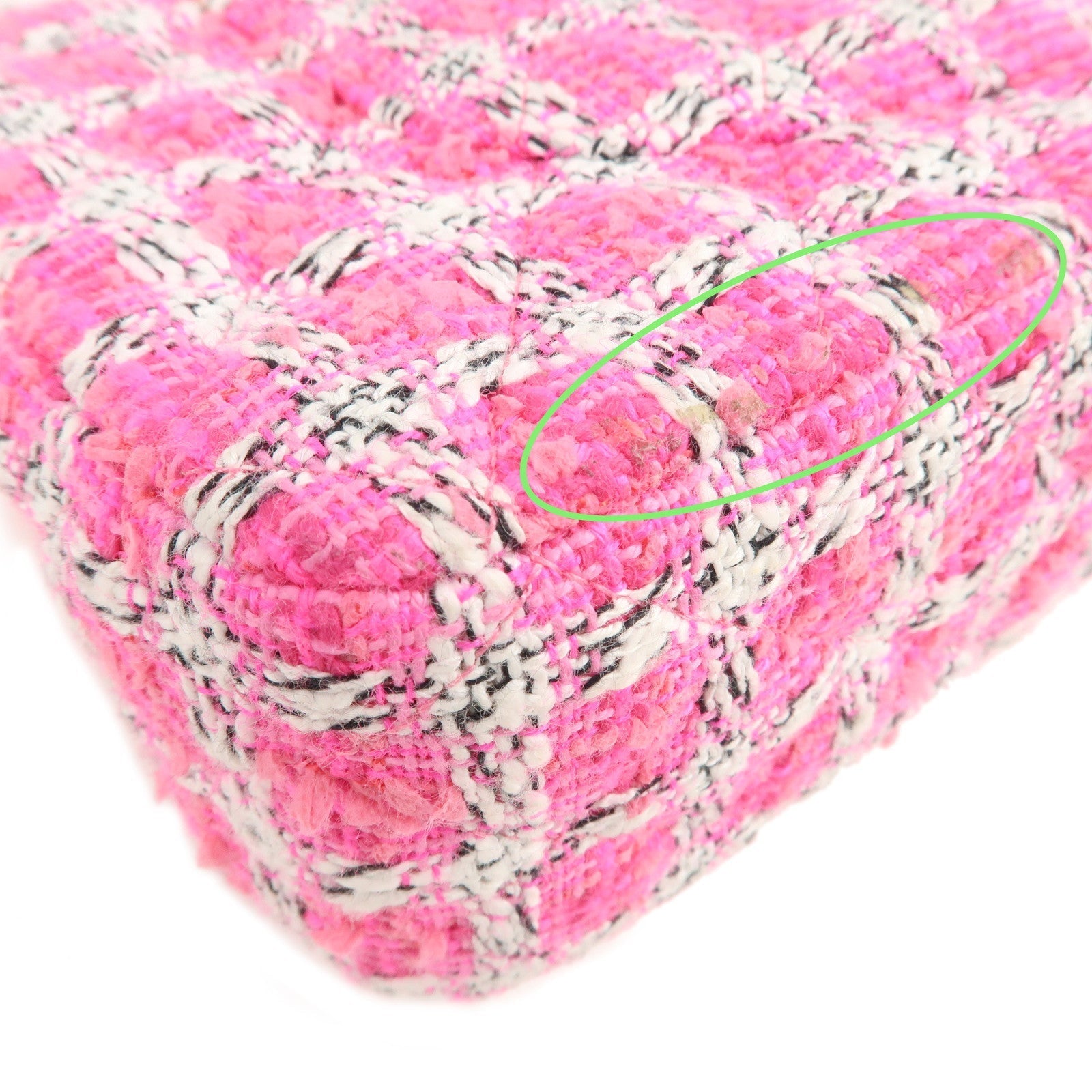 CHANEL Matelasse 25 Tweed Leather Chain W Flap Shoulder Bag Pink
