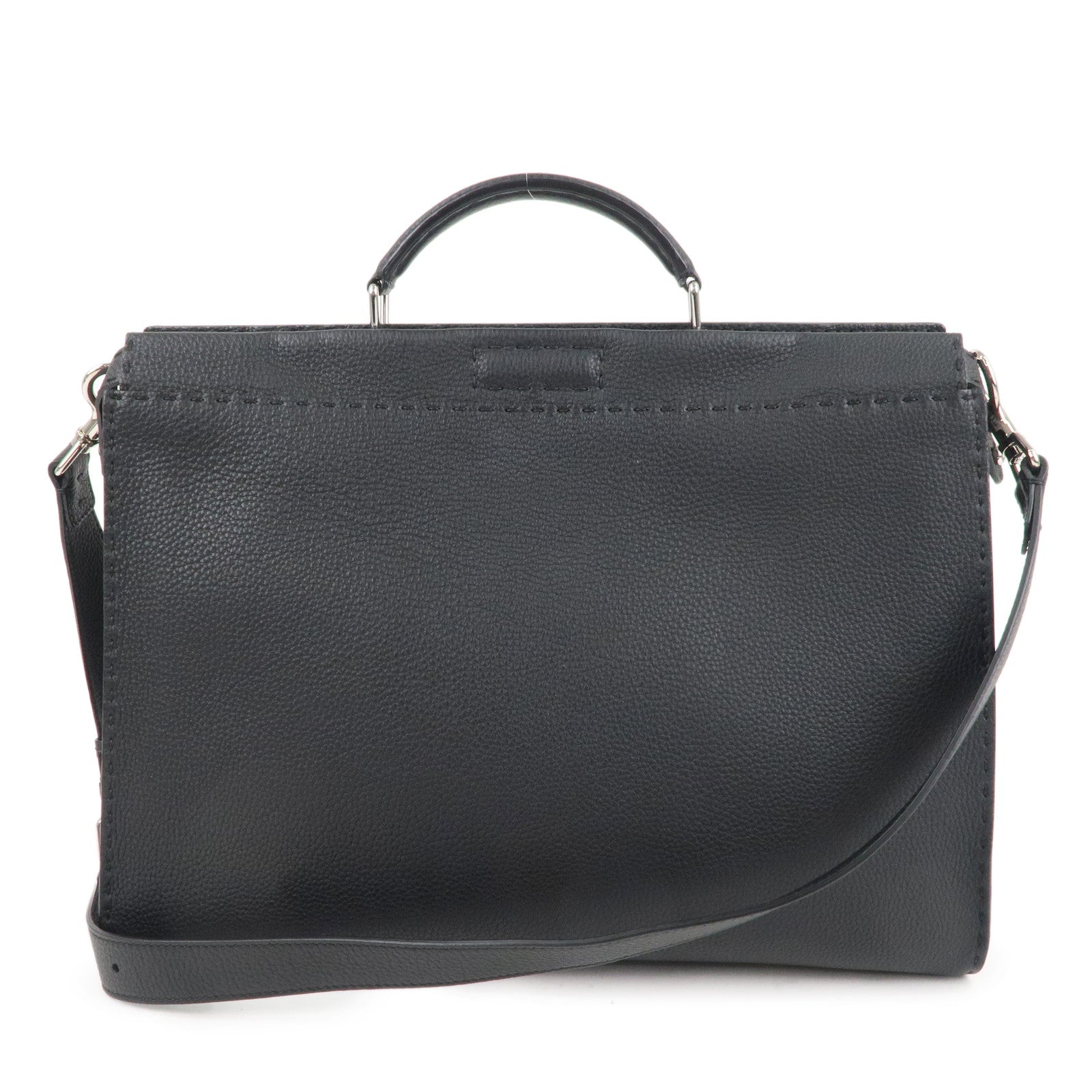 FENDI Selleria Leather Peekaboo Leather 2WAY Bag Black 7VA388