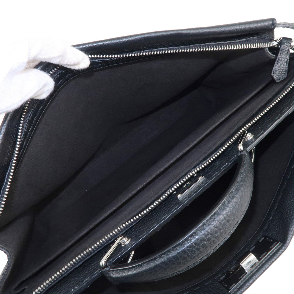 FENDI Selleria Leather Peekaboo Leather 2WAY Bag Black 7VA388
