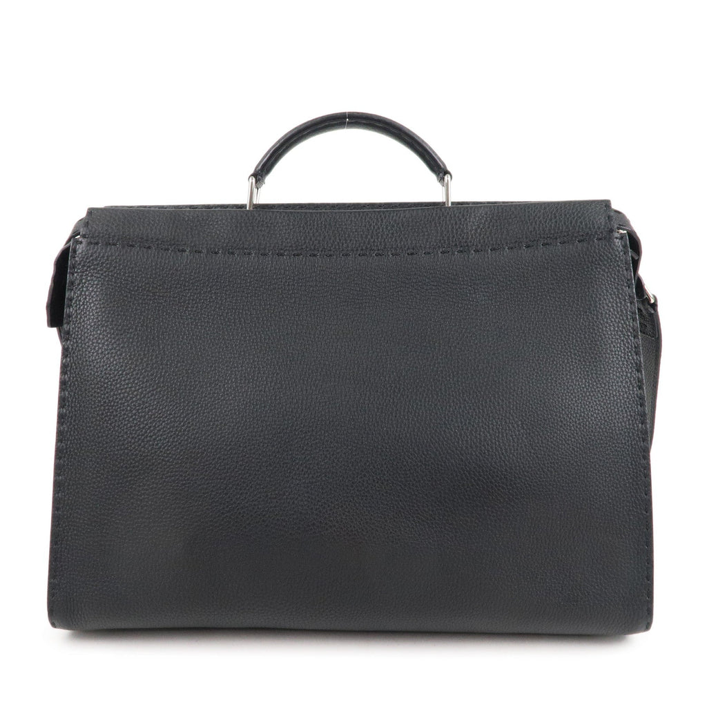 FENDI Selleria Leather Peekaboo Leather 2WAY Bag Black 7VA388
