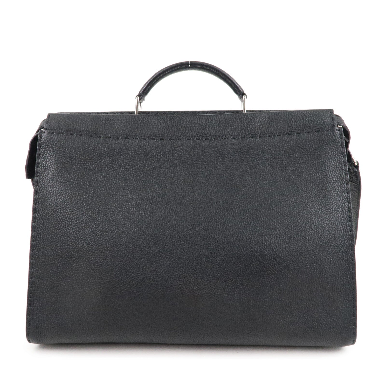 FENDI Selleria Leather Peekaboo Leather 2WAY Bag Black 7VA388