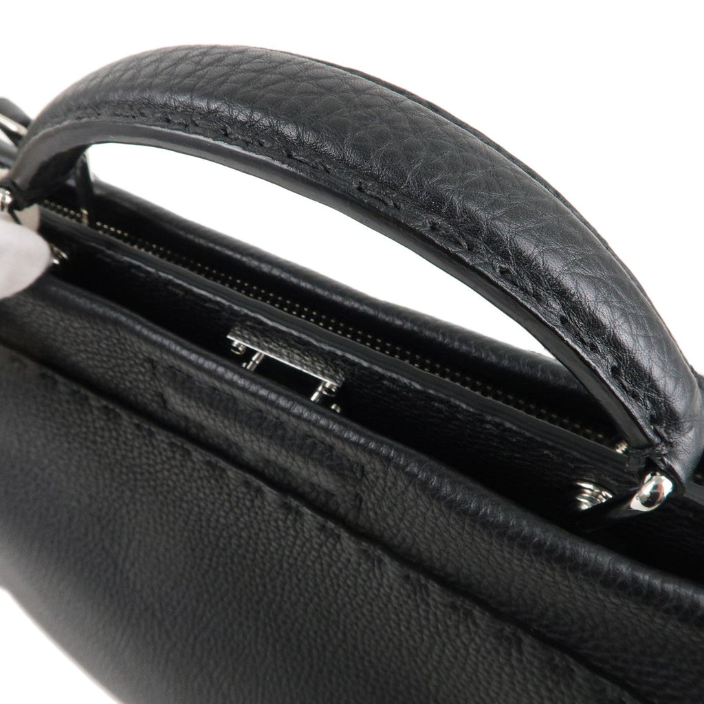 FENDI Selleria Leather Peekaboo Leather 2WAY Bag Black 7VA388