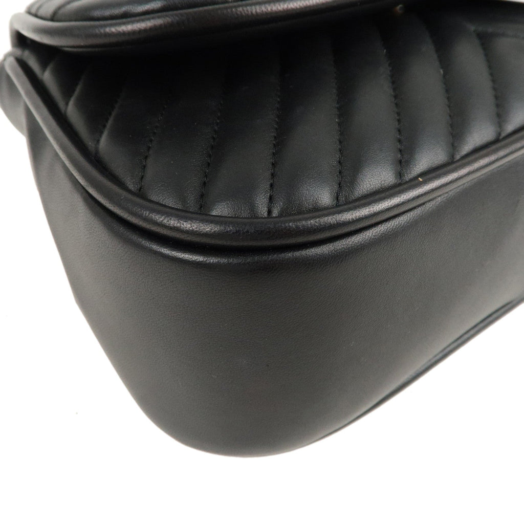 CHANEL Chevron Lamb Skin 2WAY Chain Shoulder Bag Black A98792