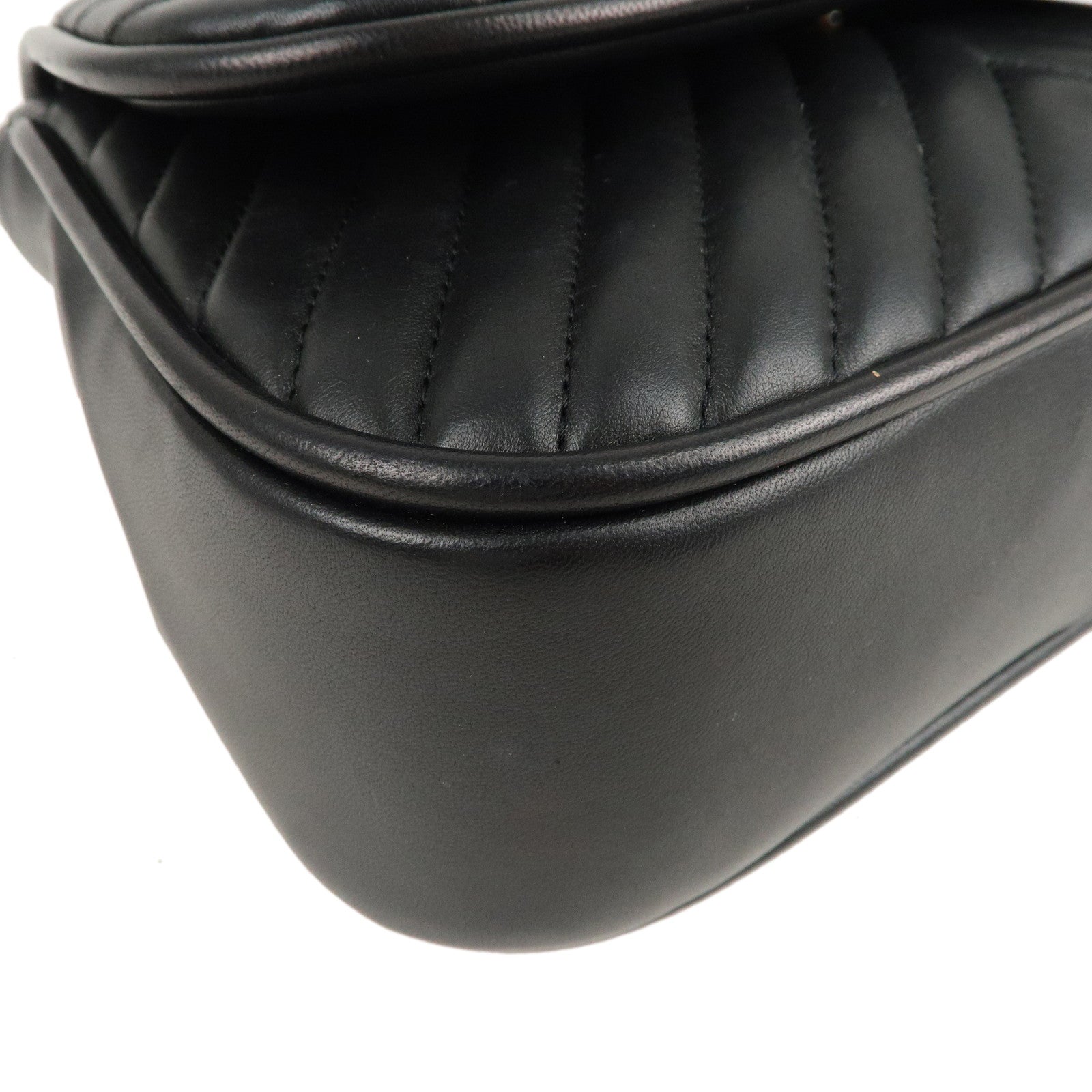 CHANEL Chevron Lamb Skin 2WAY Chain Shoulder Bag Black A98792