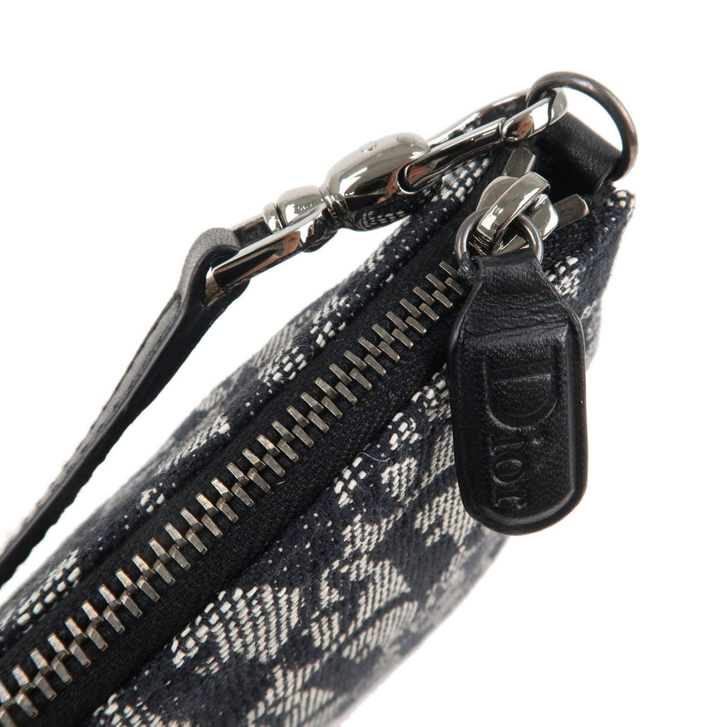 Christian Dior Saddle Bag Trotter Canvas Leather Bag Black