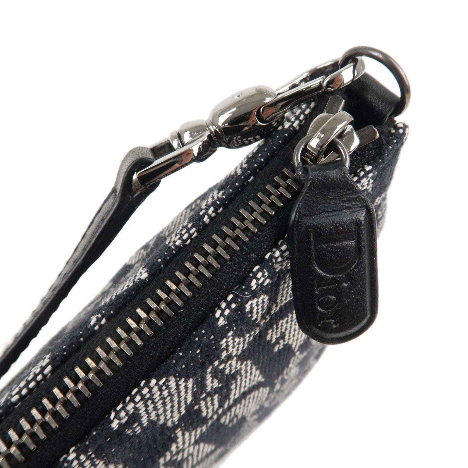Christian Dior Saddle Bag Trotter Canvas Leather Bag Black