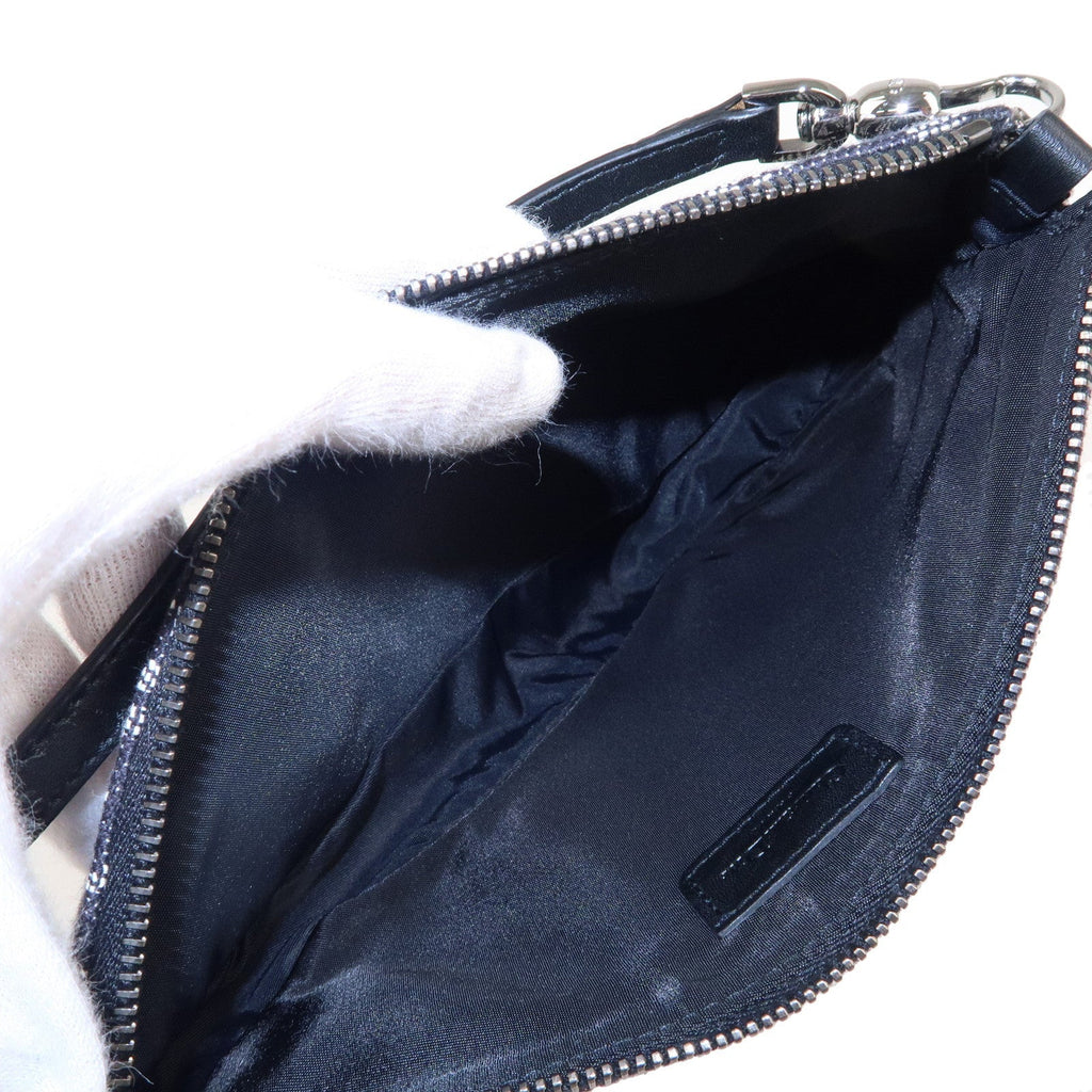 Christian Dior Saddle Bag Trotter Canvas Leather Bag Black