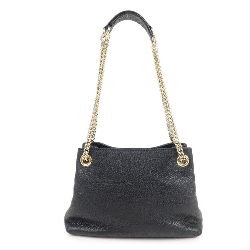 GUCCI SOHO Logo Leather Chain Shoulder Bag Black 387043
