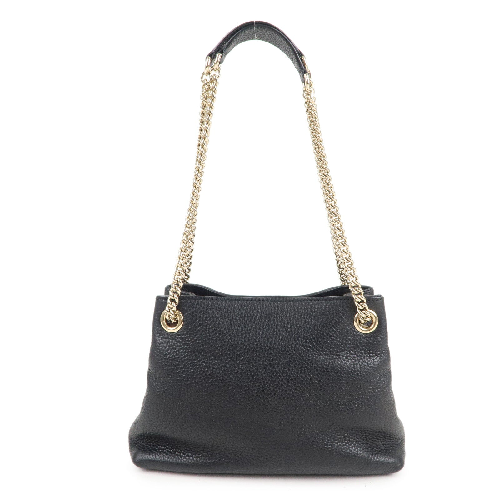 GUCCI SOHO Logo Leather Chain Shoulder Bag Black 387043