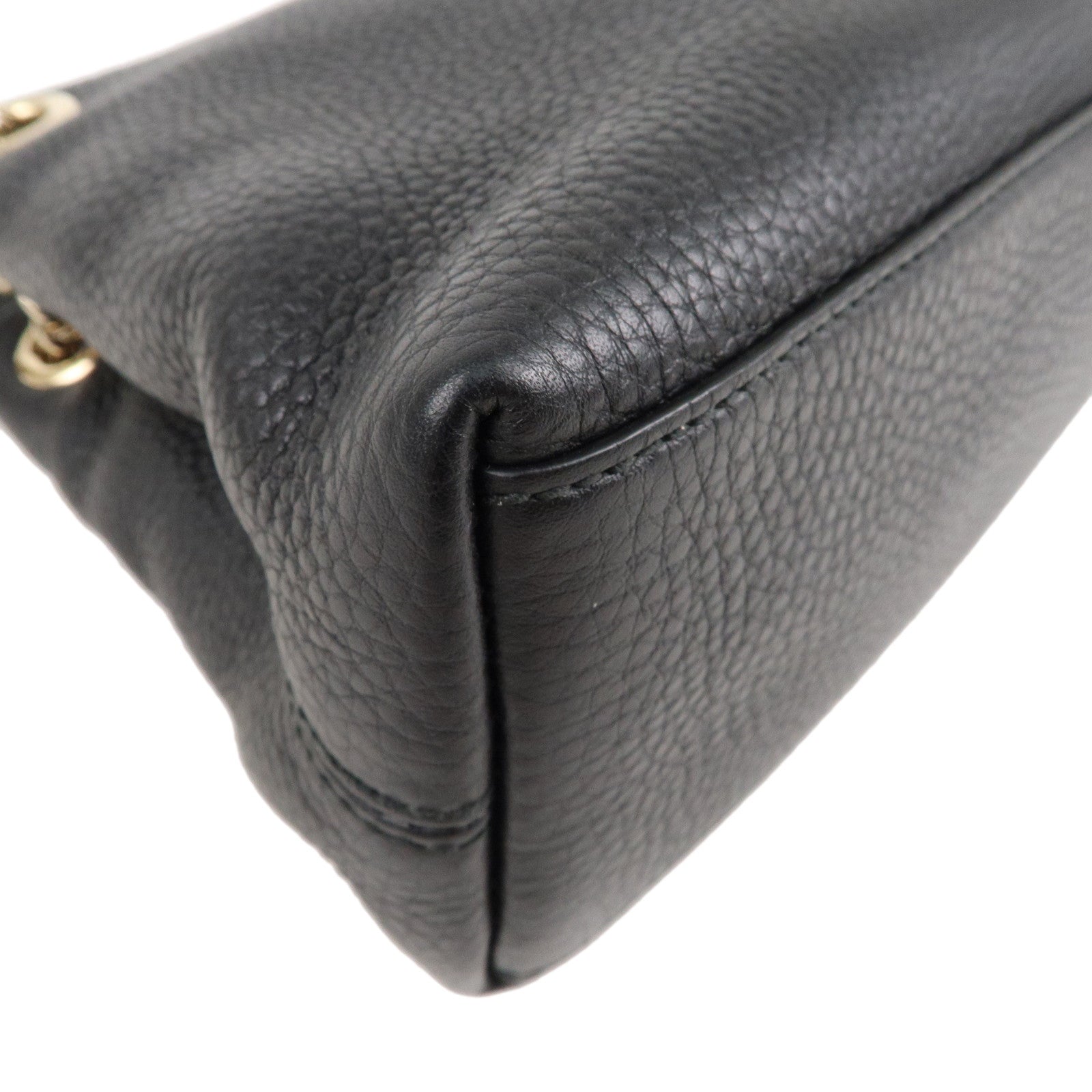 GUCCI SOHO Logo Leather Chain Shoulder Bag Black 387043