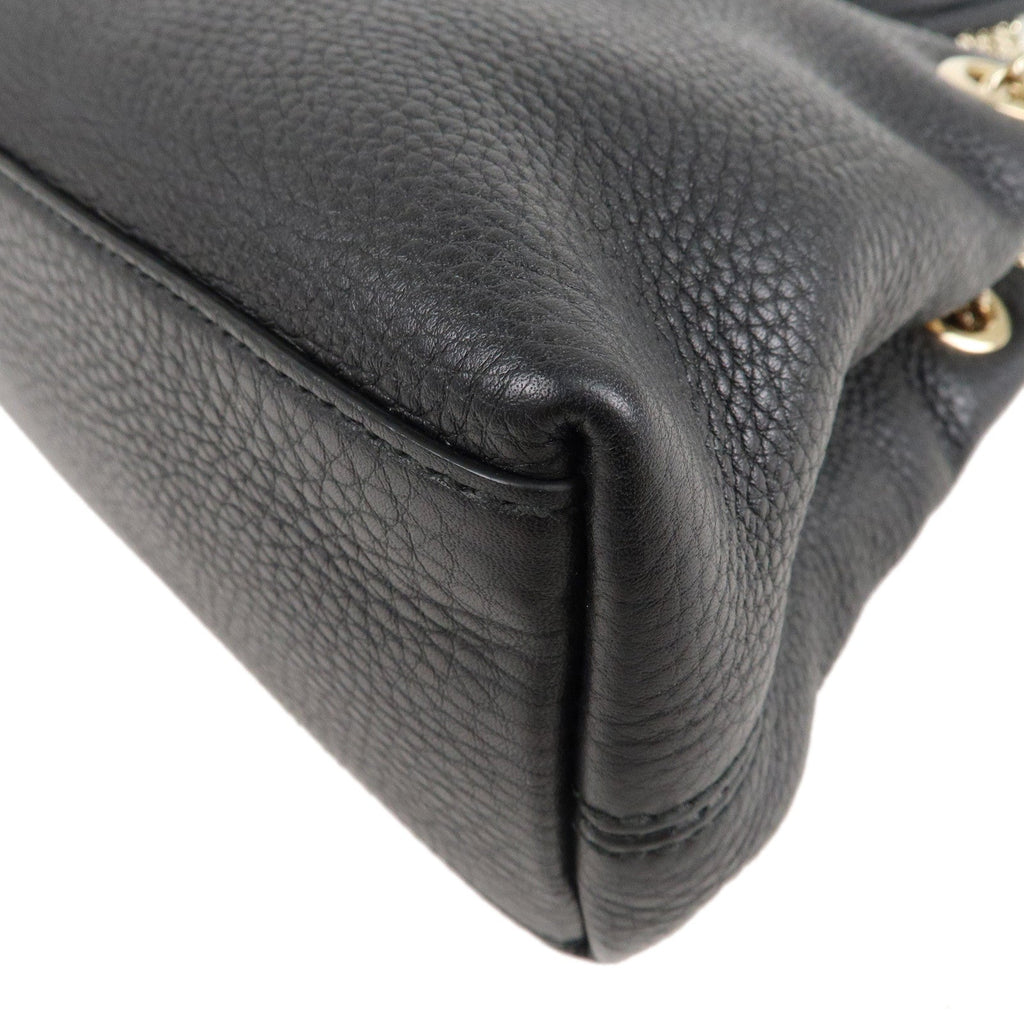 GUCCI SOHO Logo Leather Chain Shoulder Bag Black 387043