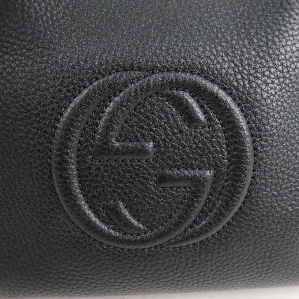 GUCCI SOHO Logo Leather Chain Shoulder Bag Black 387043