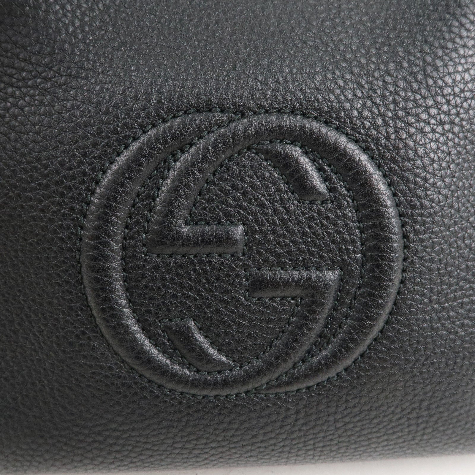 GUCCI SOHO Logo Leather Chain Shoulder Bag Black 387043