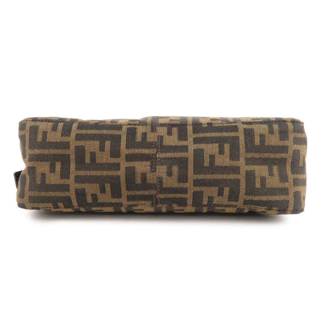FENDI Zucca Canvas Leather Shoulder Bag Brown Black 26566