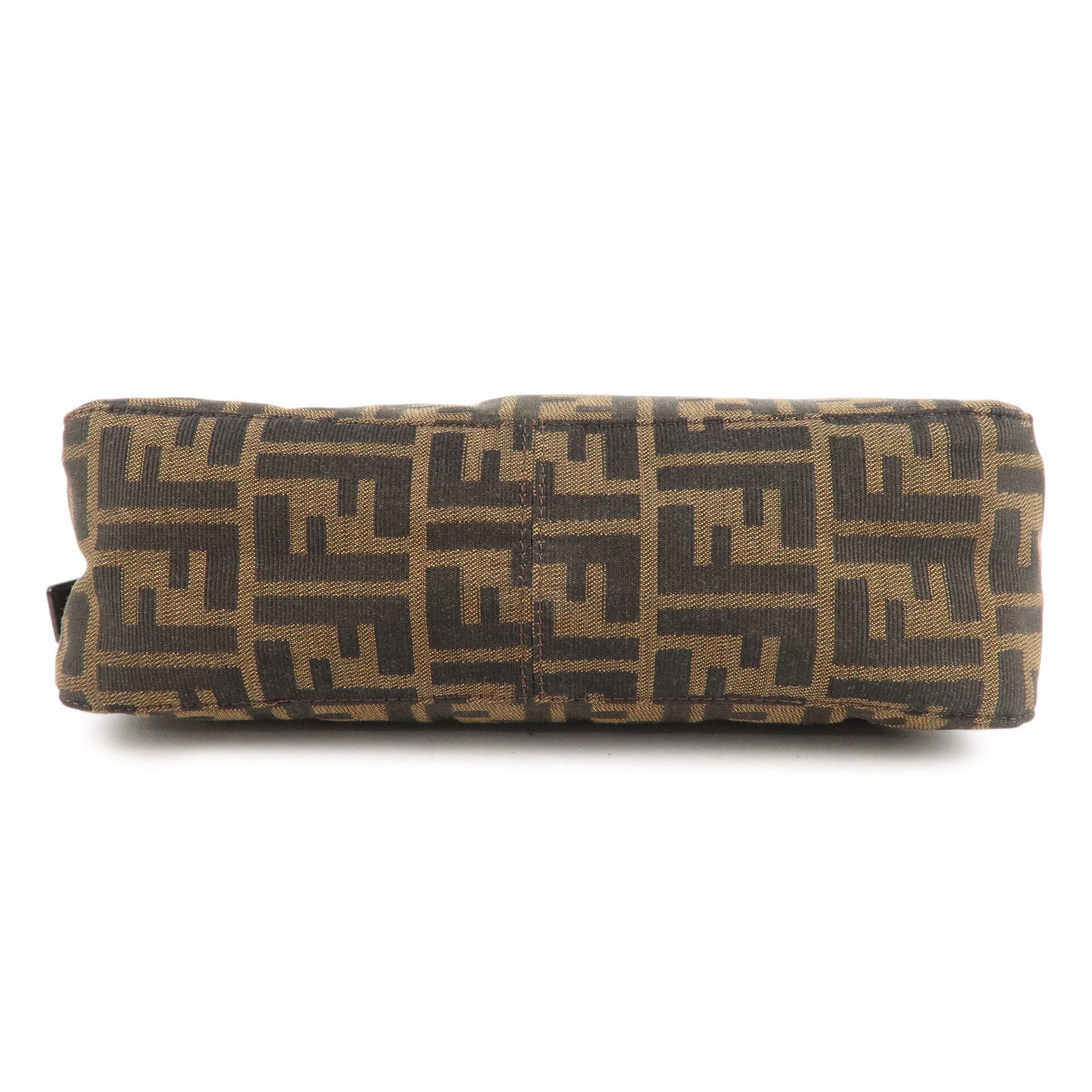 FENDI Zucca Canvas Leather Shoulder Bag Brown Black 26566