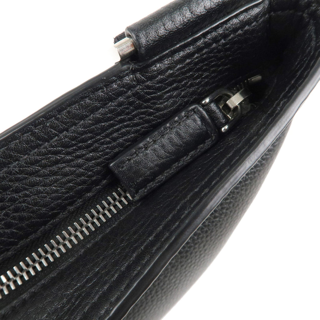 Prada Logo Leather Shoulder Bag Hand Bag Black 2VH019
