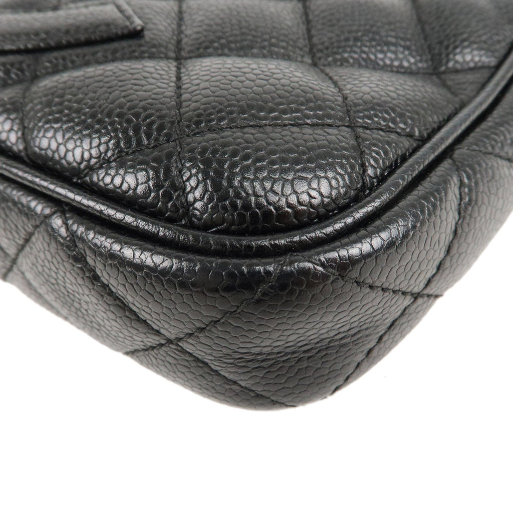 CHANEL Matelasse Caviar Skin Chain Shoulder Bag Black A22476