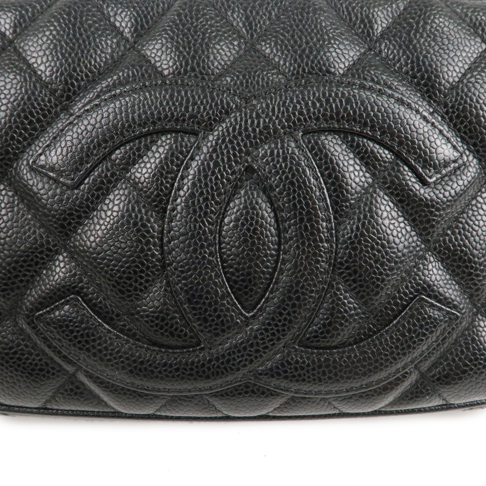 CHANEL Matelasse Caviar Skin Chain Shoulder Bag Black A22476