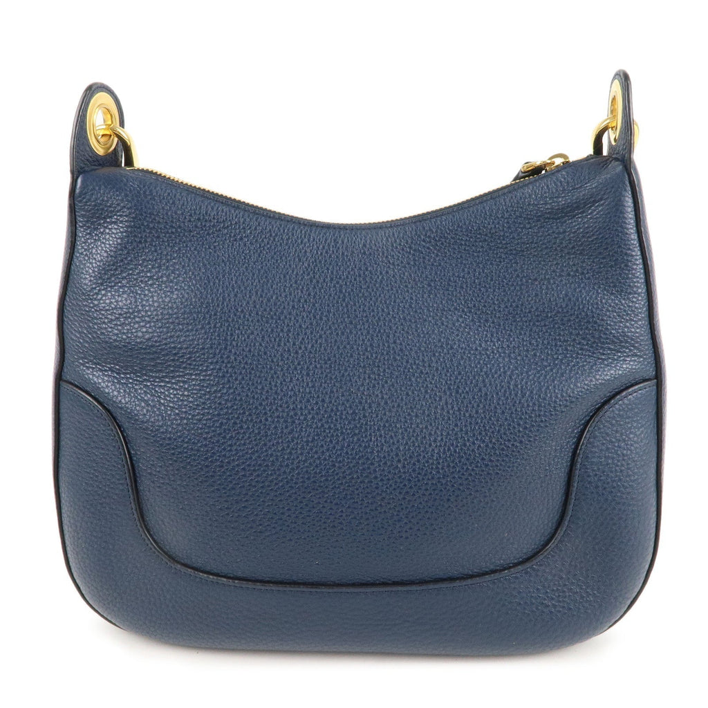 Prada Logo Leather Shoulder Bag Navy 1BC052