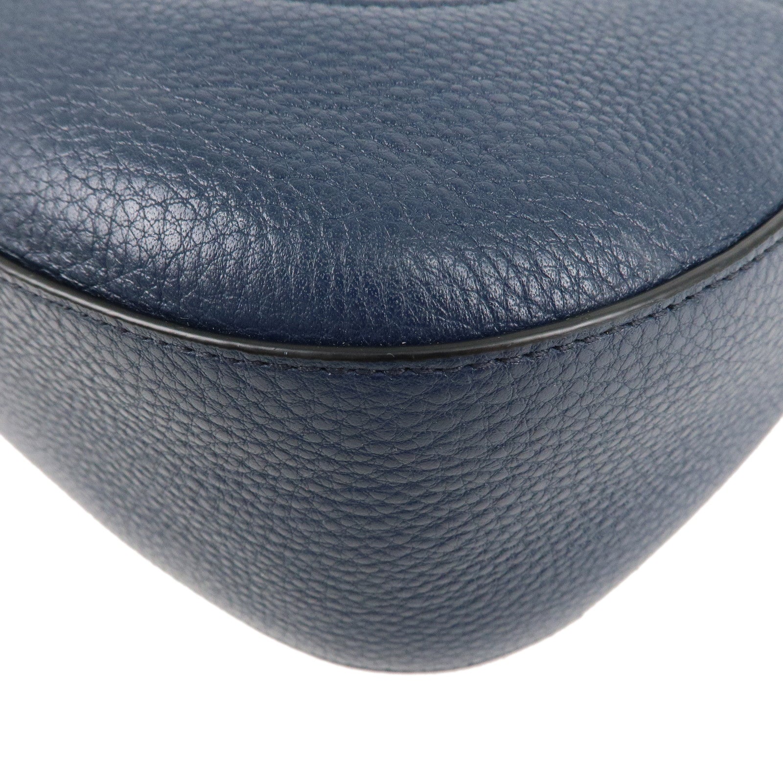 Prada Logo Leather Shoulder Bag Navy 1BC052
