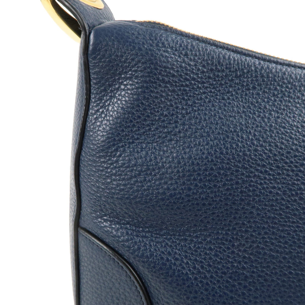 Prada Logo Leather Shoulder Bag Navy 1BC052