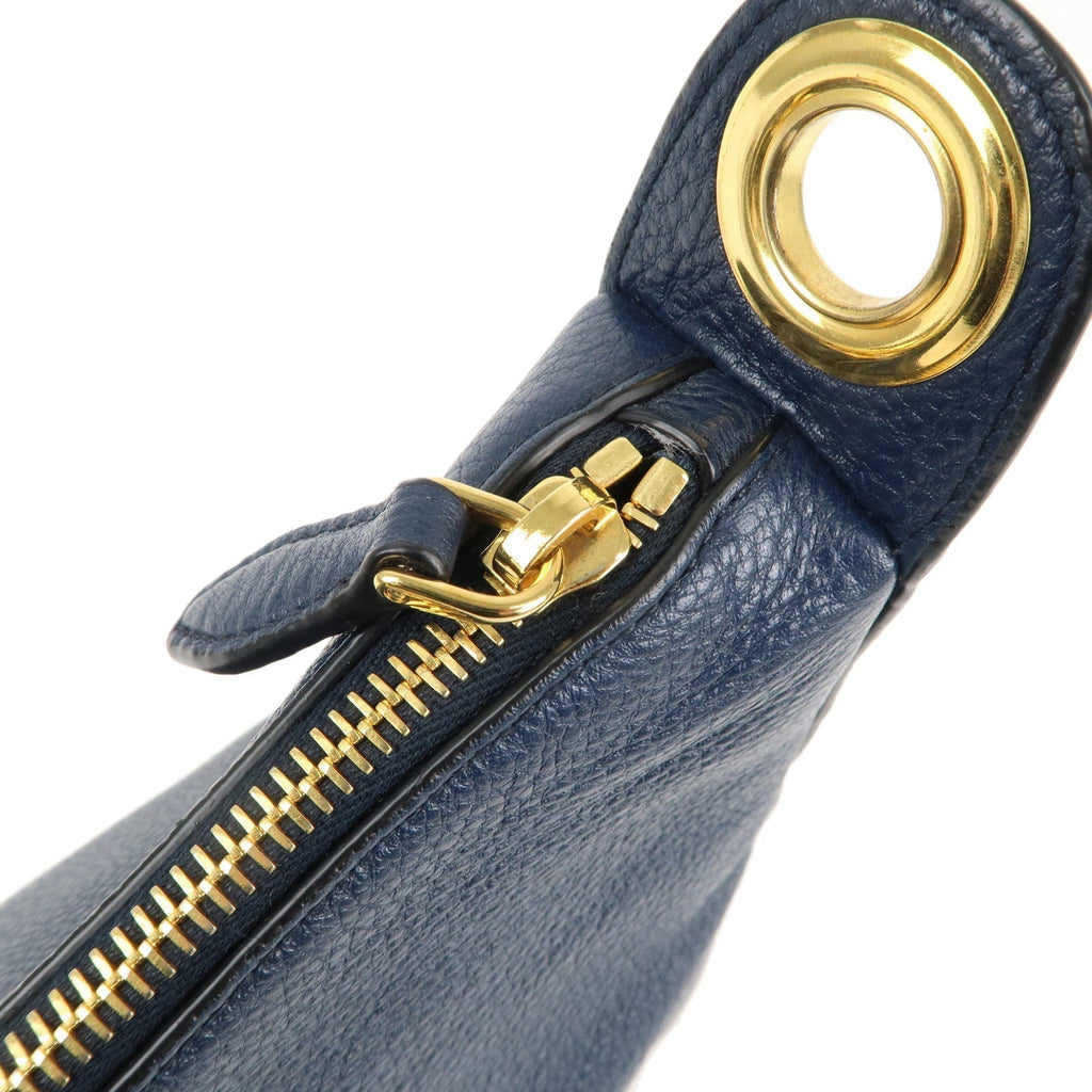 Prada Logo Leather Shoulder Bag Navy 1BC052