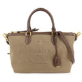 Prada Logo Jacquard Leather 2WAY Shoulder Bag Beige Brown IBA104