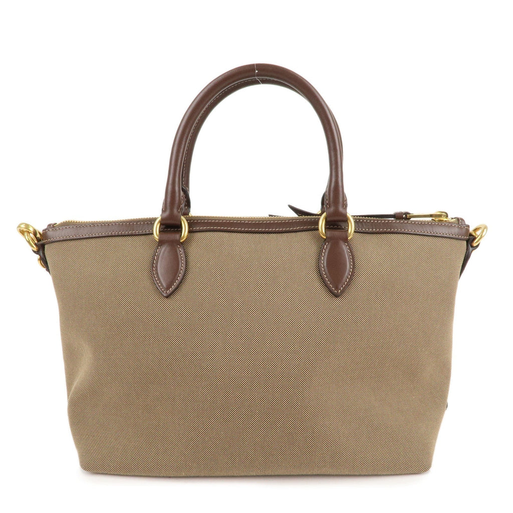 Prada Logo Jacquard Leather 2WAY Shoulder Bag Beige Brown IBA104