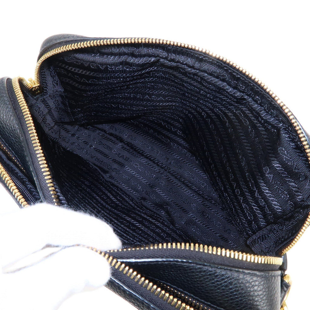 Prada Logo Leather Shoulder Bag Crossbody Bag Black 1BH079
