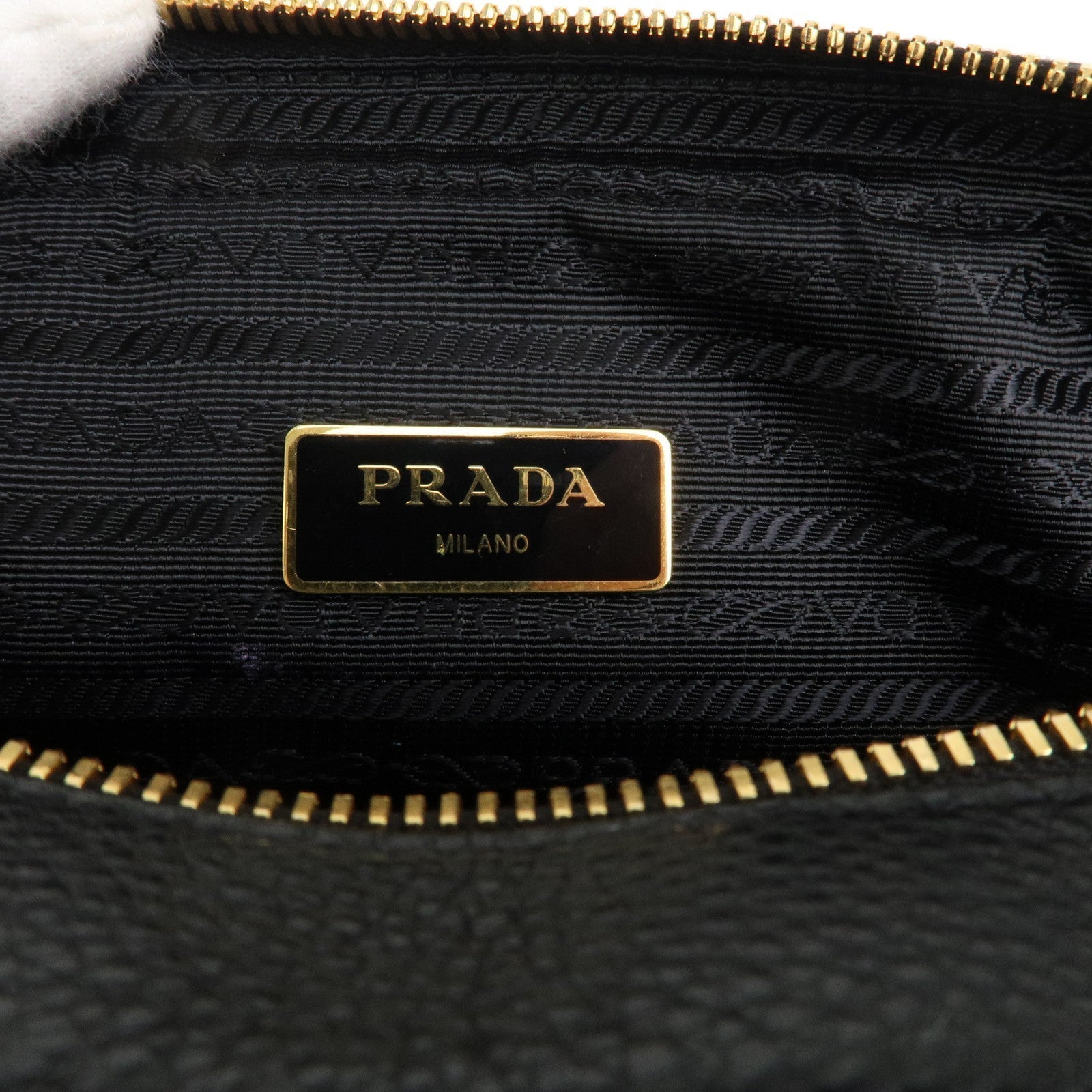 Prada Logo Leather Shoulder Bag Crossbody Bag Black 1BH079