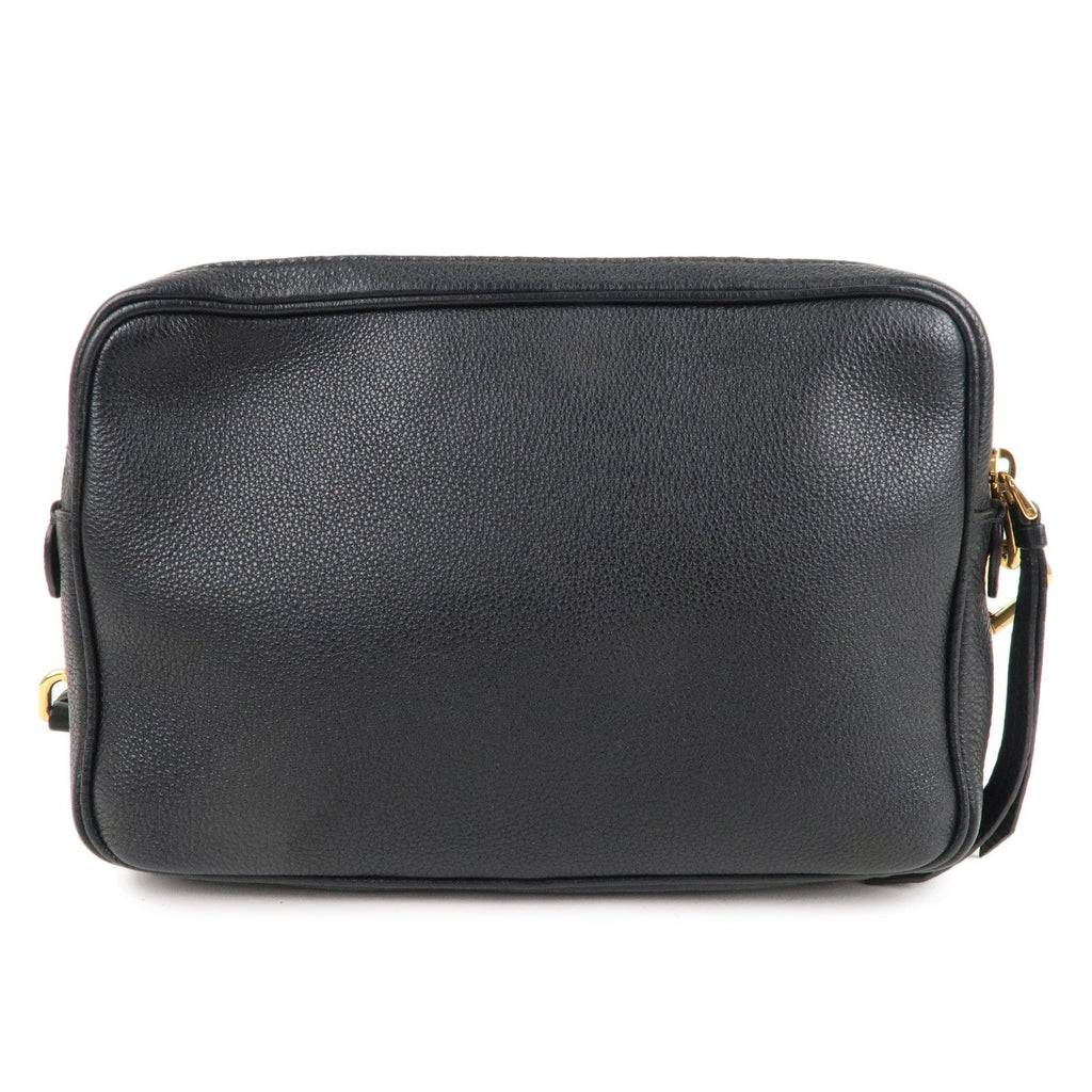 Prada Logo Leather Shoulder Bag Crossbody Bag Black 1BH079