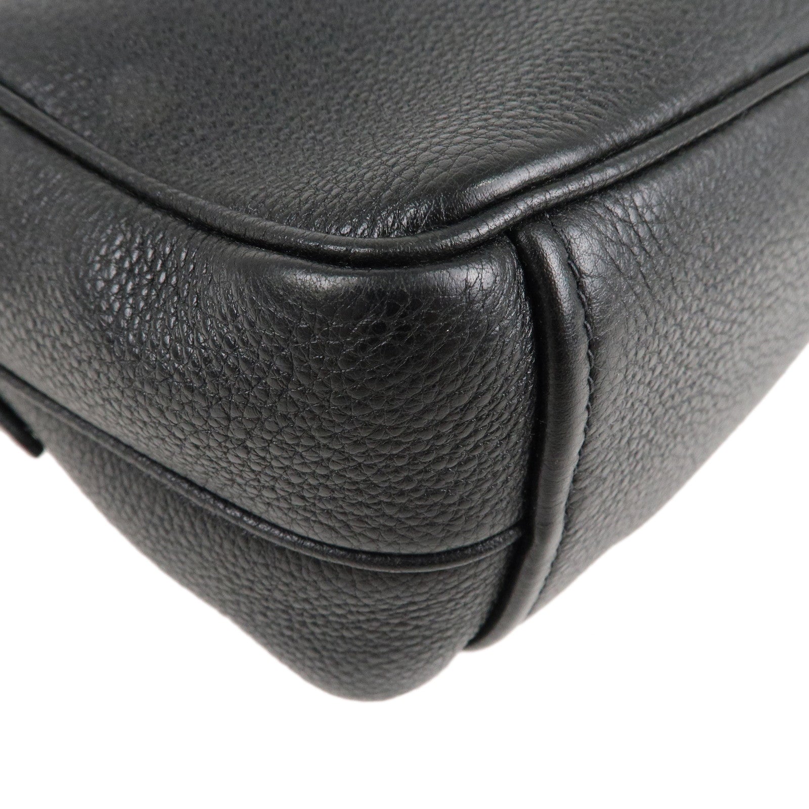 Prada Logo Leather Shoulder Bag Crossbody Bag Black 1BH079
