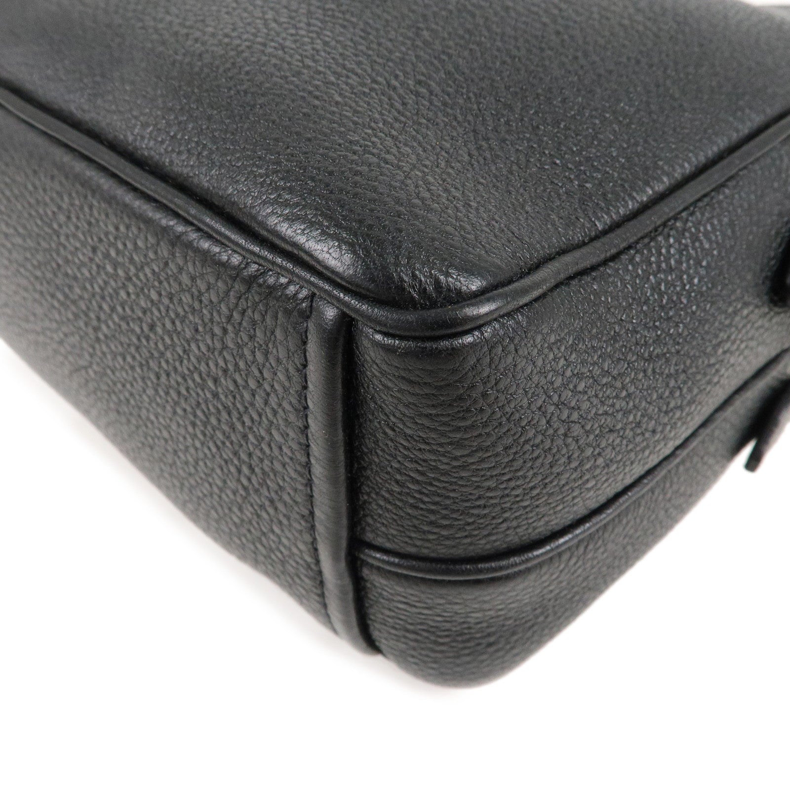 Prada Logo Leather Shoulder Bag Crossbody Bag Black 1BH079