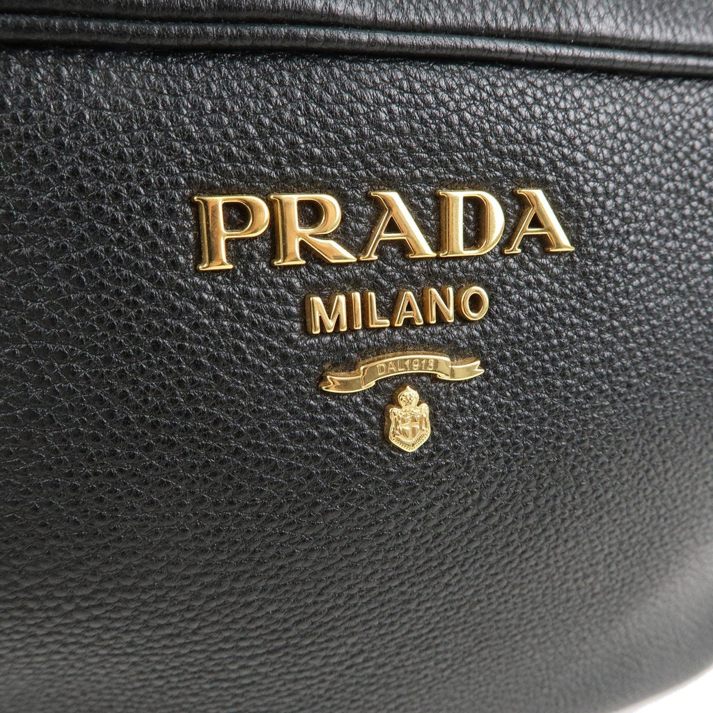 Prada Logo Leather Shoulder Bag Crossbody Bag Black 1BH079