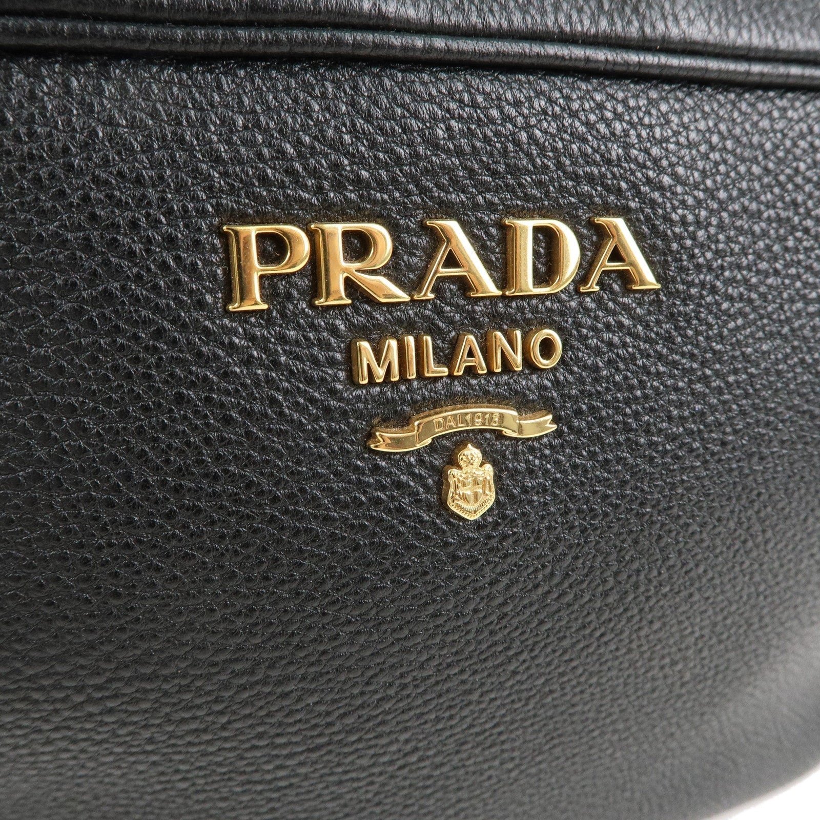 Prada Logo Leather Shoulder Bag Crossbody Bag Black 1BH079