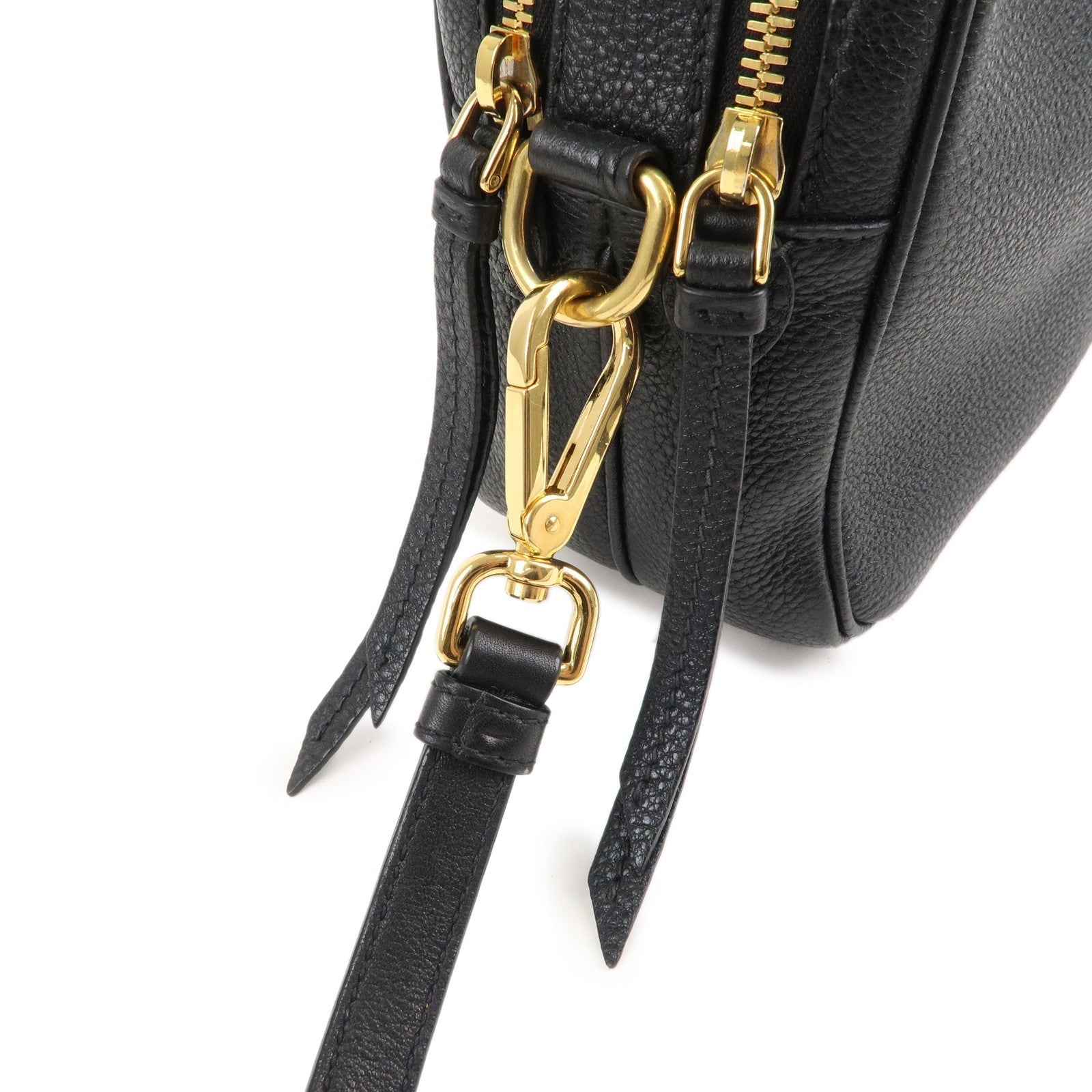 Prada Logo Leather Shoulder Bag Crossbody Bag Black 1BH079