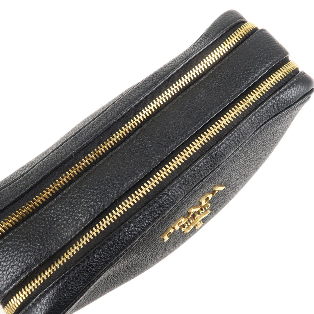 Prada Logo Leather Shoulder Bag Crossbody Bag Black 1BH079
